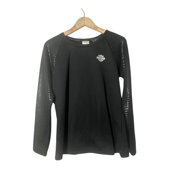 Harley-Davidson Tops - Harley Davidson Black Sweatshirt Size Large Womens snake skin printed sleeve